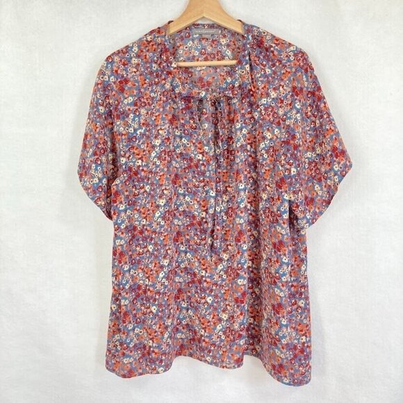 Peace & Pearls Floral Lightweight Blouse Ditsy Boho Cottage Core Peasant XL - Picture 1 of 6